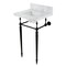 Kingston Brass 19 Carrara Marble Console Sink with Brass Legs 4 Faucet Drillings, Marble WhiteMatte Black KVPB1917M34SQ0 - alternate 1